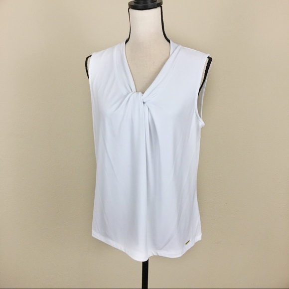 Calvin Klein NWOT White Knot Sleeveless Top Large - Picture 2 of 7